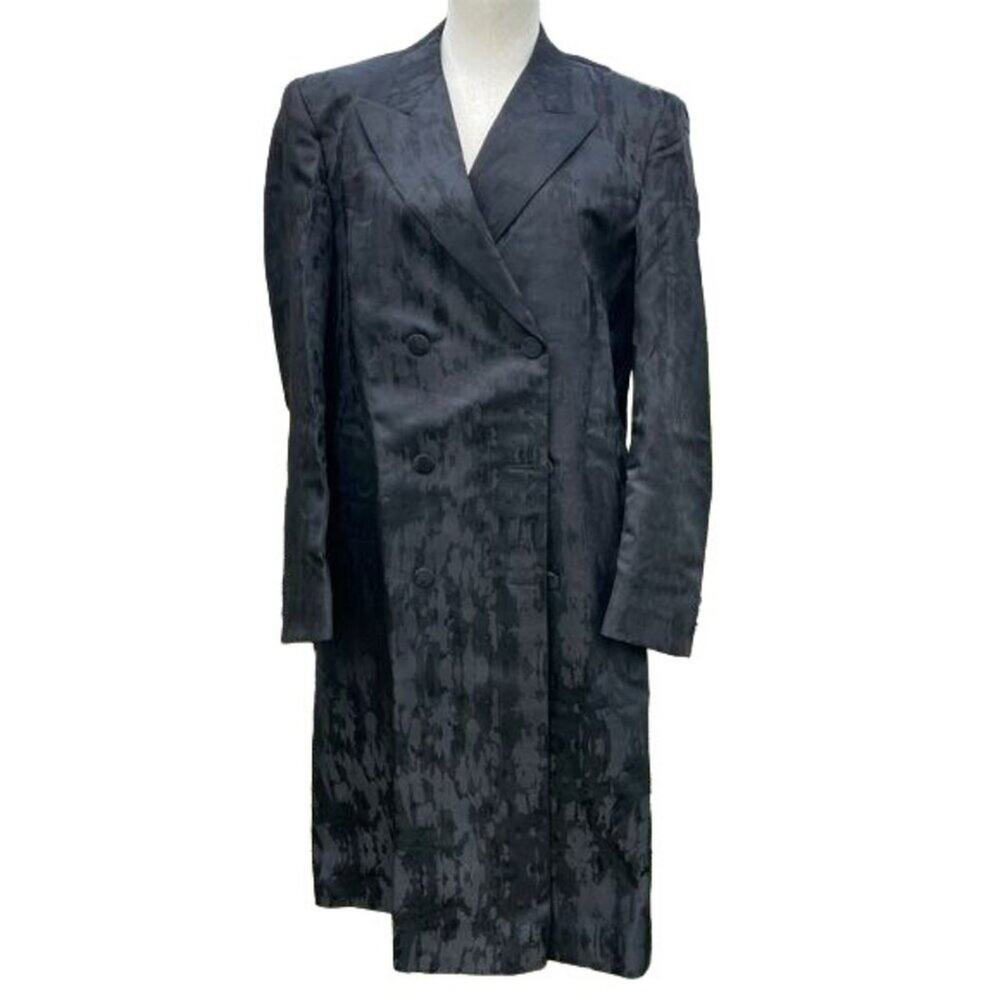 Vintage Y2K Black Jacket Dress Iridescent Elegant Long Coat Size 40S